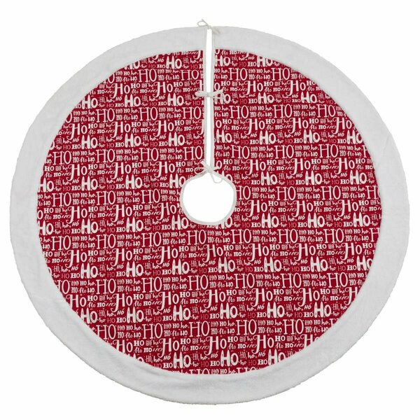 Tistheseason SARO  56 in. Round Red Ho Ho Ho Christmas Tree Skirt TI2658264